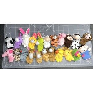 Soft Plush Animal Finger Puppets Baby Story Time Assorted Animal Set of 22